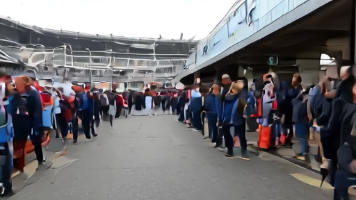 Football supporters queuing outside a stadium ticket window