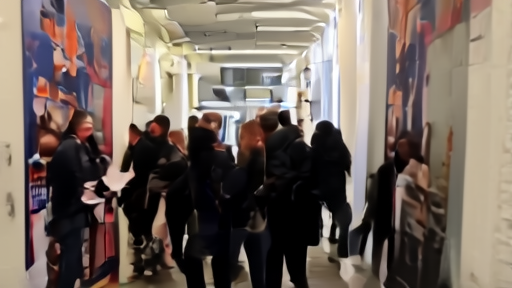 Festival buyers read sales sheets in a Cannes market hallway