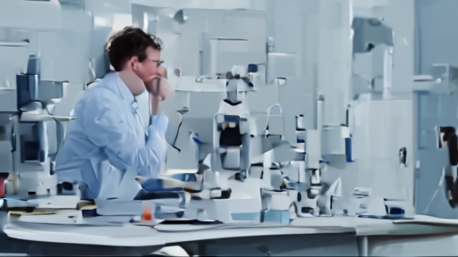 A researcher examining airborne particle samples in a climate laboratory