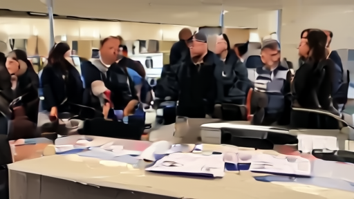 Football supporters queueing near a ticket office while hospitality brochures sit on a counter
