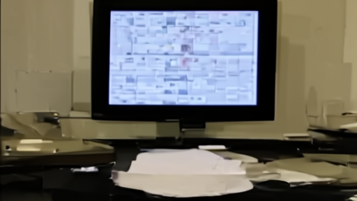 Television control room with an ABC affiliate monitor and federal filing folder