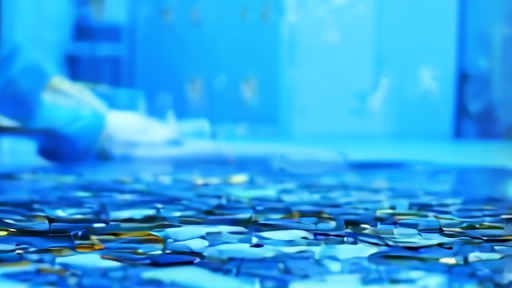 Semiconductor cleanroom worker inspecting wafers beside an empty customer-signature folder