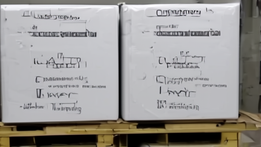 Sealed AI accelerator cartons on a warehouse pallet beside an export-control clearance file
