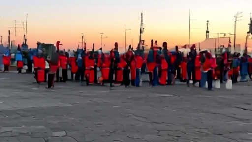 Samsung Electronics union members standing outside a Pyeongtaek semiconductor plant in protest gear