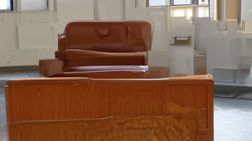 An empty federal courtroom bench at the Daniel Patrick Moynihan Courthouse where Cassie Ventura testified, late afternoon light through tall windows