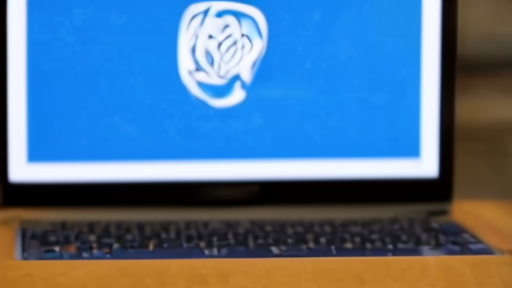 An FTC seal lit on a podium with a blurred laptop screen behind it showing a generic platform interface.