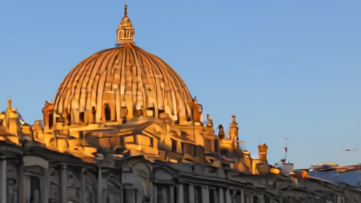 Vatican Synod Hall exterior under late-afternoon light, with the dome of St Peter's basilica visible above