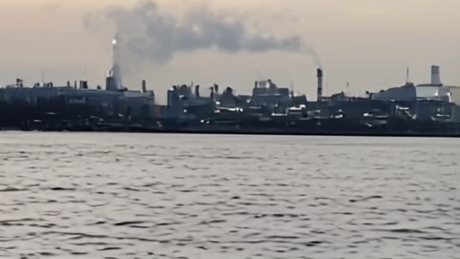 Smoke rising from a Moscow oil refinery at dawn after overnight drone strikes.