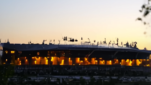 Arena Sofia, the 17,906-capacity indoor venue in the Studentski Grad district of the Bulgarian capital, lit at dusk.