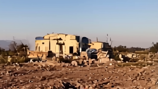 Damaged civil defence ambulance bay in a southern Lebanese village at first light.