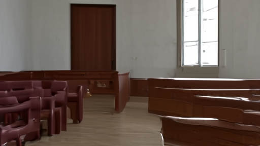 An empty federal courtroom bench at the Fourth Circuit on Friday afternoon, light slanting through a window, a single docket on the lectern.