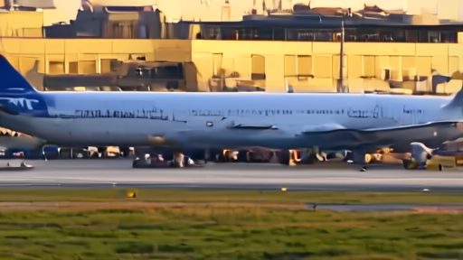 A Latam Boeing 777 at São Paulo's Guarulhos airport at dawn, a yellow Petrobras fuel truck pulling away from the apron