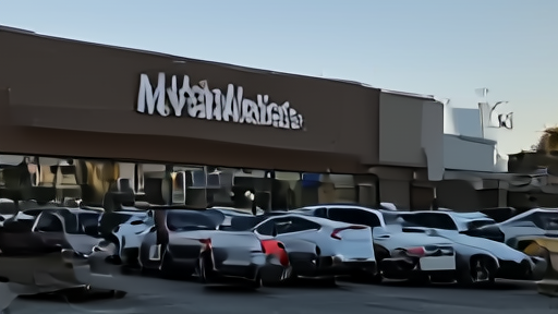 A Marshalls storefront in a suburban shopping plaza on a Friday afternoon, parking lot two-thirds full, sun low on the horizon.