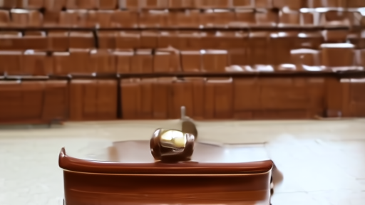 Empty wooden benches inside a parliamentary committee room in Rome, gavel resting on the dais, late afternoon light.