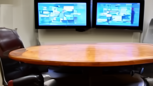 An NBC Meet the Press studio chair on Sunday morning, set under broadcast lights, table empty before a guest segment, monitors visible in the background.