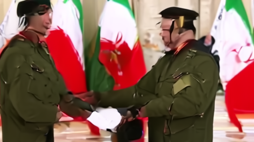 Pakistan Army Chief Field Marshal Asim Munir shakes hands with Iranian President Masoud Pezeshkian in a formal Tehran reception hall.