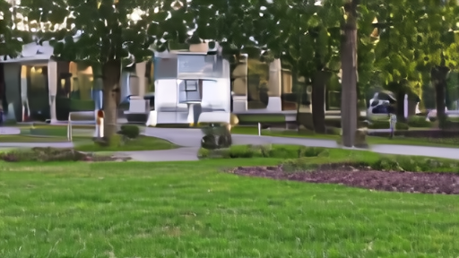 An AvalonBay apartment courtyard in Arlington on Memorial Day Monday with a leasing office sign and an empty U-Haul truck at the curb.