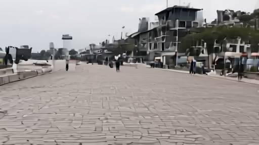 Empty Croisette boardwalk after festival ends, Cannes signage being dismantled by maintenance crew, gray morning light.