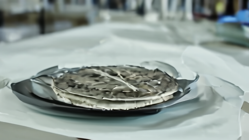 A wafer-scale chip mounted under glass on a lab bench, scale dwarfing the surrounding instruments.
