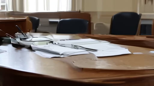 Two empty press chairs in a Senate hearing room beside a row of unopened binders.