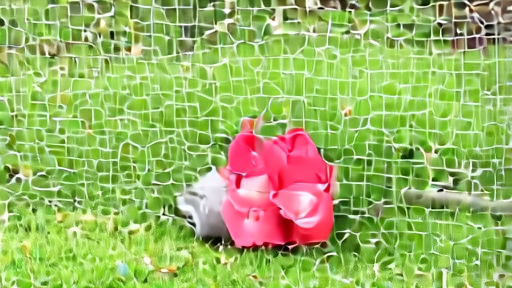 A backyard chicken run on Memorial Day morning with a child's wellington boots and a hand-washing bucket beside the gate.