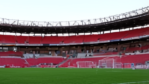 An empty NRG Stadium pitch in Houston on Memorial Day Monday with FIFA World Cup signage being installed at the goal mouth and a single grounds-crew worker walking the touchline.