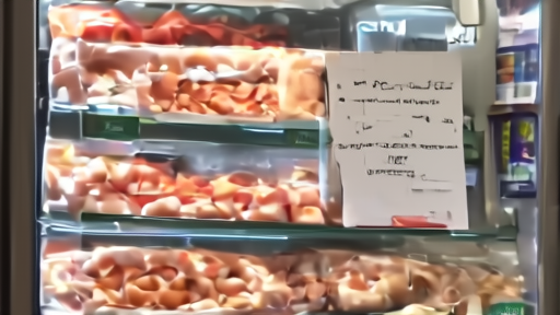 A Chicago corner-store deli case on Monday morning with a printed FSIS public health alert taped beside the headcheese tray, a shopper pausing to read it.