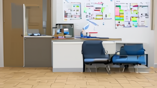 A Utah county-health-department immunization clinic Monday afternoon with an empty waiting area and a wall chart of the childhood MMR schedule visible behind the desk.