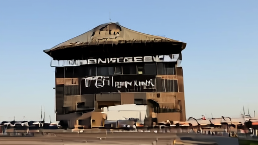 A Memorial Day Monday view of the empty Indianapolis Motor Speedway pagoda with the grandstands cleared from Sunday's race, midday light, no people.