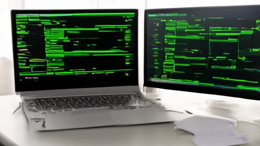A developer workstation with multiple terminal windows visible and an Anthropic-themed sticker on the laptop.