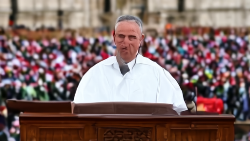 Chris Olah at the Synod Hall podium with the Vatican audience in soft focus behind him.