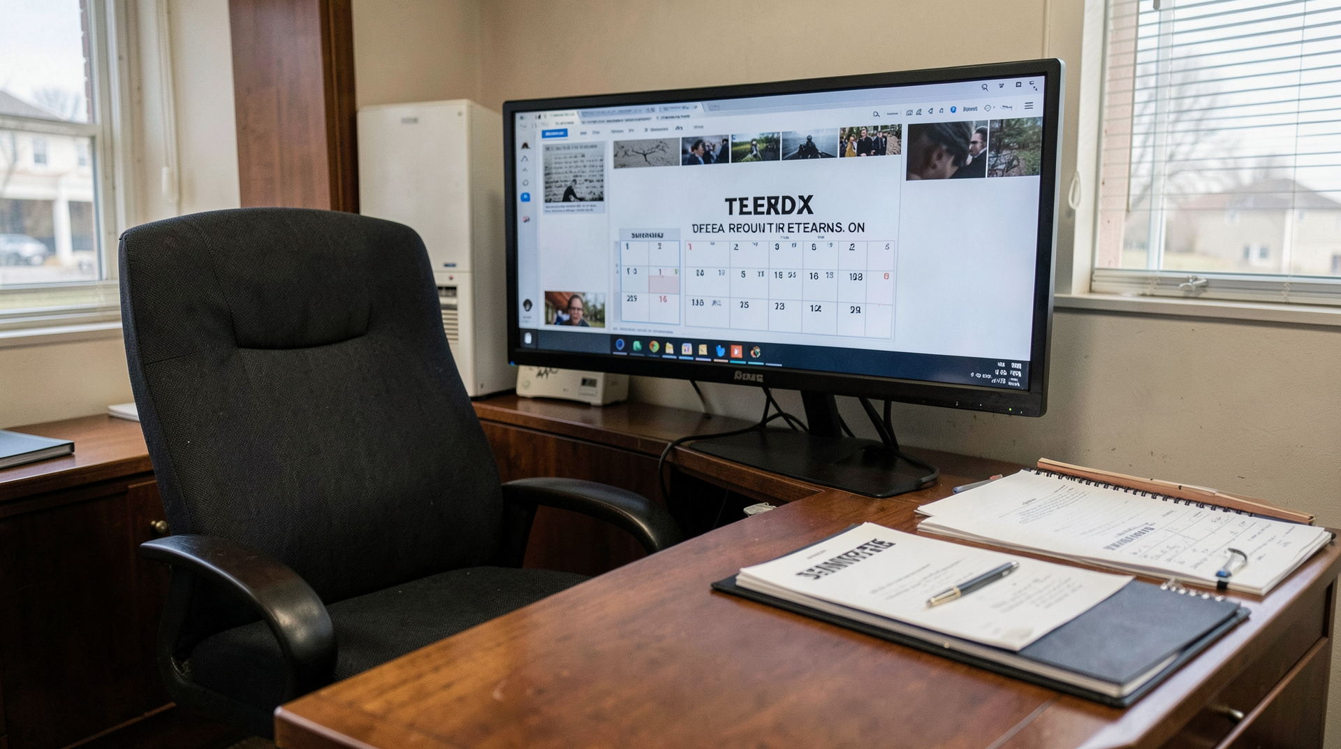 A senator's empty office chair beside Texas runoff returns and a Senate calendar