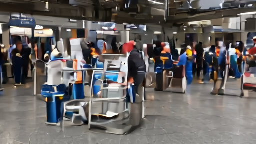 Airport health workers reviewing travel papers beside a soccer equipment cart