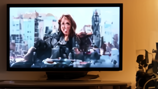A living room television showing a Western drama paused beside a streaming remote