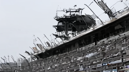 Empty Charlotte grandstand with a memorial ribbon and broadcast camera platform.