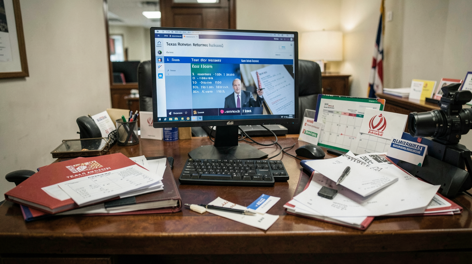 A Senate desk with Texas runoff results and an Iran vote calendar