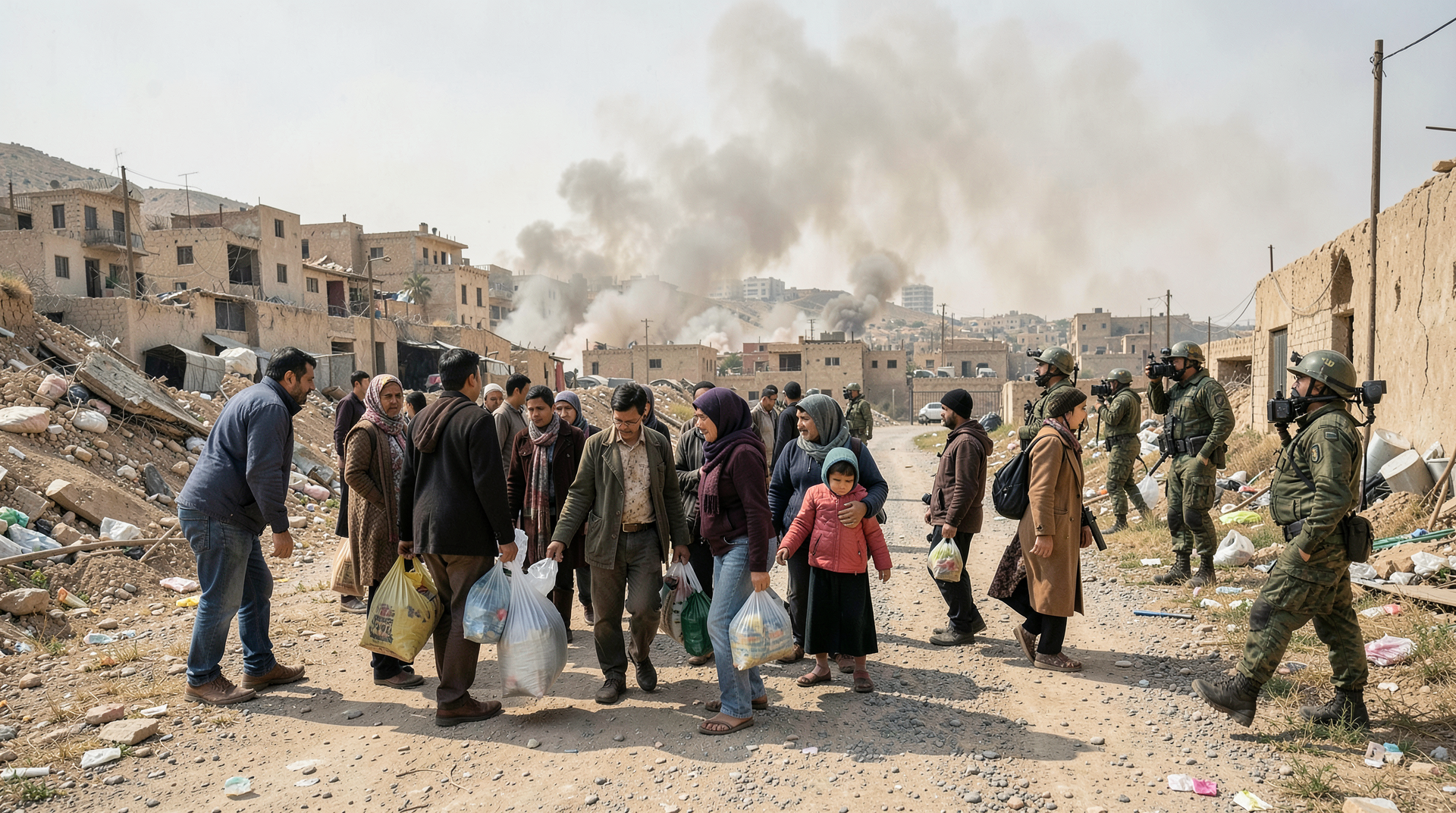 Families leave Tyre as smoke rises over southern Lebanon