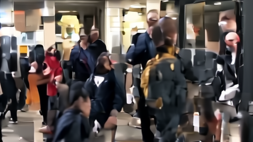 Arsenal supporters checking phones outside a stadium ticket office