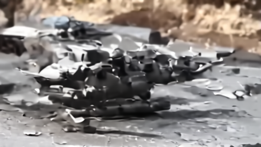 Border outpost with soldiers examining a small drone frame and fiber spool on a metal table