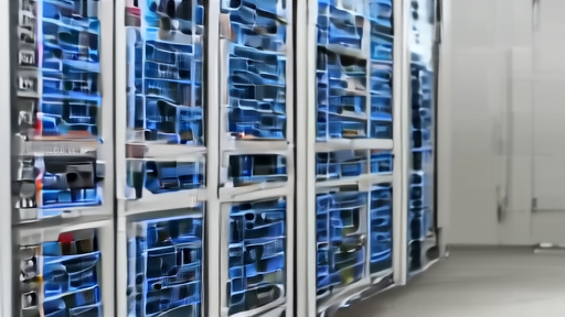 AI server cabinets beside a workstation running code tasks