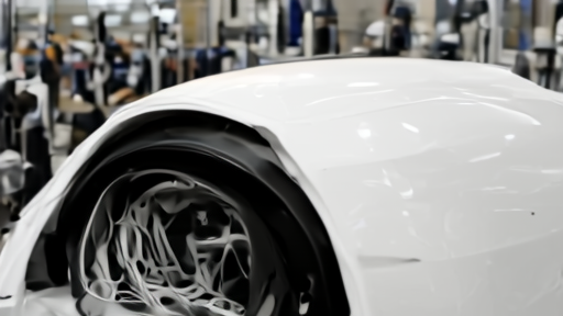 Robotaxi shell on a factory line under inspection
