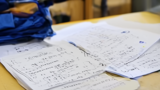 A school nurse's desk with vaccination forms and children's backpacks nearby