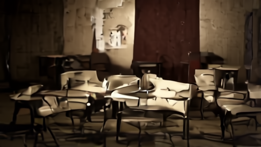 A dim theater stage with Shakespeare scripts and a science-fiction costume sketch