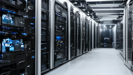 Data-center technicians beside server racks and power meters