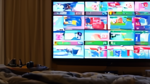 A living room screen showing a sports schedule grid across several streaming apps