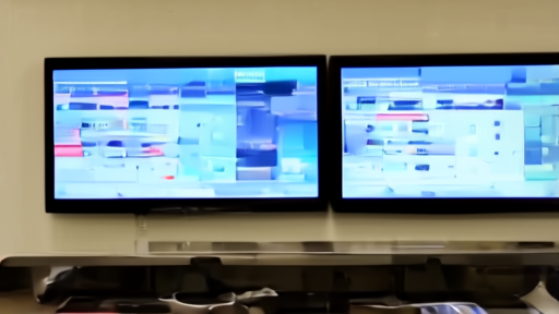 Restaurant television monitors showing streaming schedules in a kitchen office