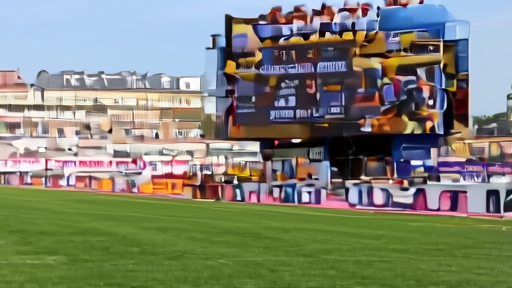 A spring football broadcast truck parked outside a stadium after a race telecast