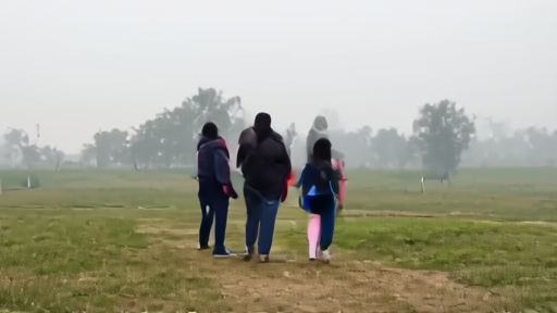 Parents checking an air-quality app before children play outside