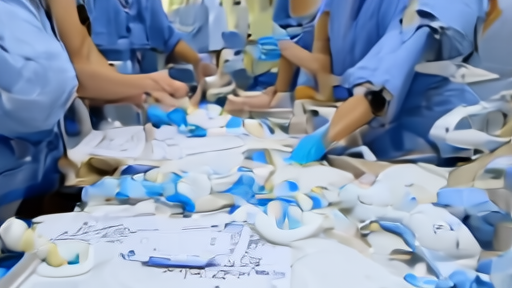 Clinicians preparing supportive-care equipment in an isolation ward