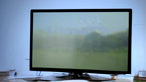 A late-night host's empty desk reflected in a YouTube channel analytics screen